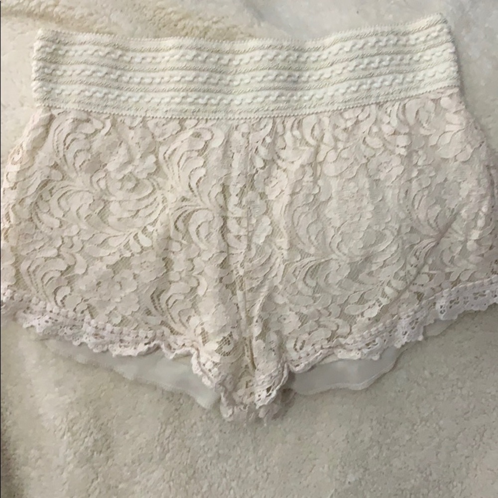 Ambiance apparel Lacey cream shorts